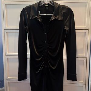 Wild Fable Black Ruched Long Sleeve Dress